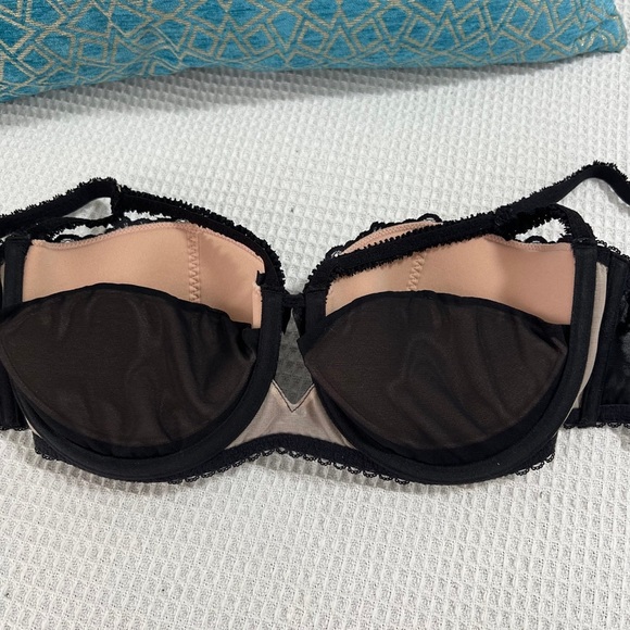 NEW Bebe Rexha x Adore Me Kimmy Push Up Balconette Bra Black Tan Nude Lace 34DDD - Picture 4 of 7